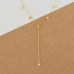 Dainty Chain Star Charm Lariat Necklace